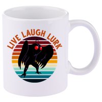 Live Laugh Lurk Mothman Retro Sunset 11oz C Handle Ceramic Mug