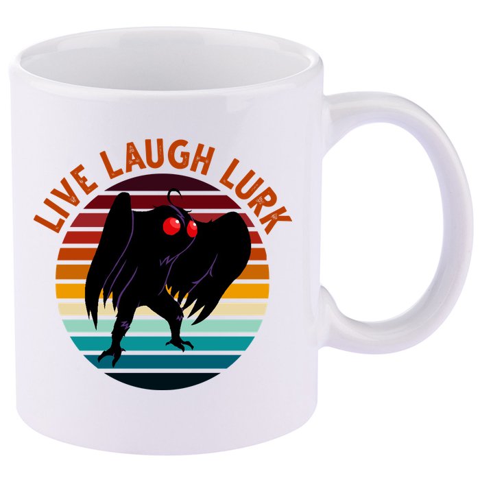 Live Laugh Lurk Mothman Retro Sunset 11oz C Handle Ceramic Mug