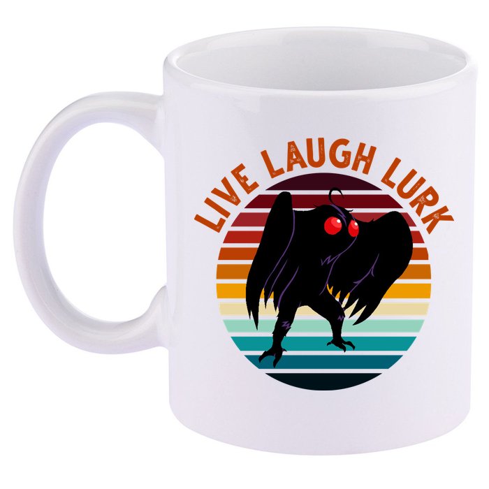 Live Laugh Lurk Mothman Retro Sunset 11oz C Handle Ceramic Mug