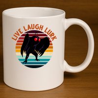 Live Laugh Lurk Mothman Retro Sunset 11oz C Handle Ceramic Mug