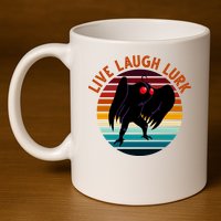 Live Laugh Lurk Mothman Retro Sunset 11oz C Handle Ceramic Mug