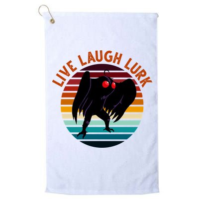 Live Laugh Lurk Mothman Retro Sunset Golf Towel