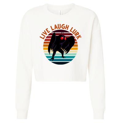 Live Laugh Lurk Mothman Retro Sunset Cropped Pullover Crew