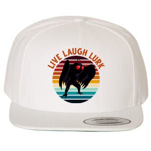 Live Laugh Lurk Mothman Retro Sunset Wool Snapback Cap