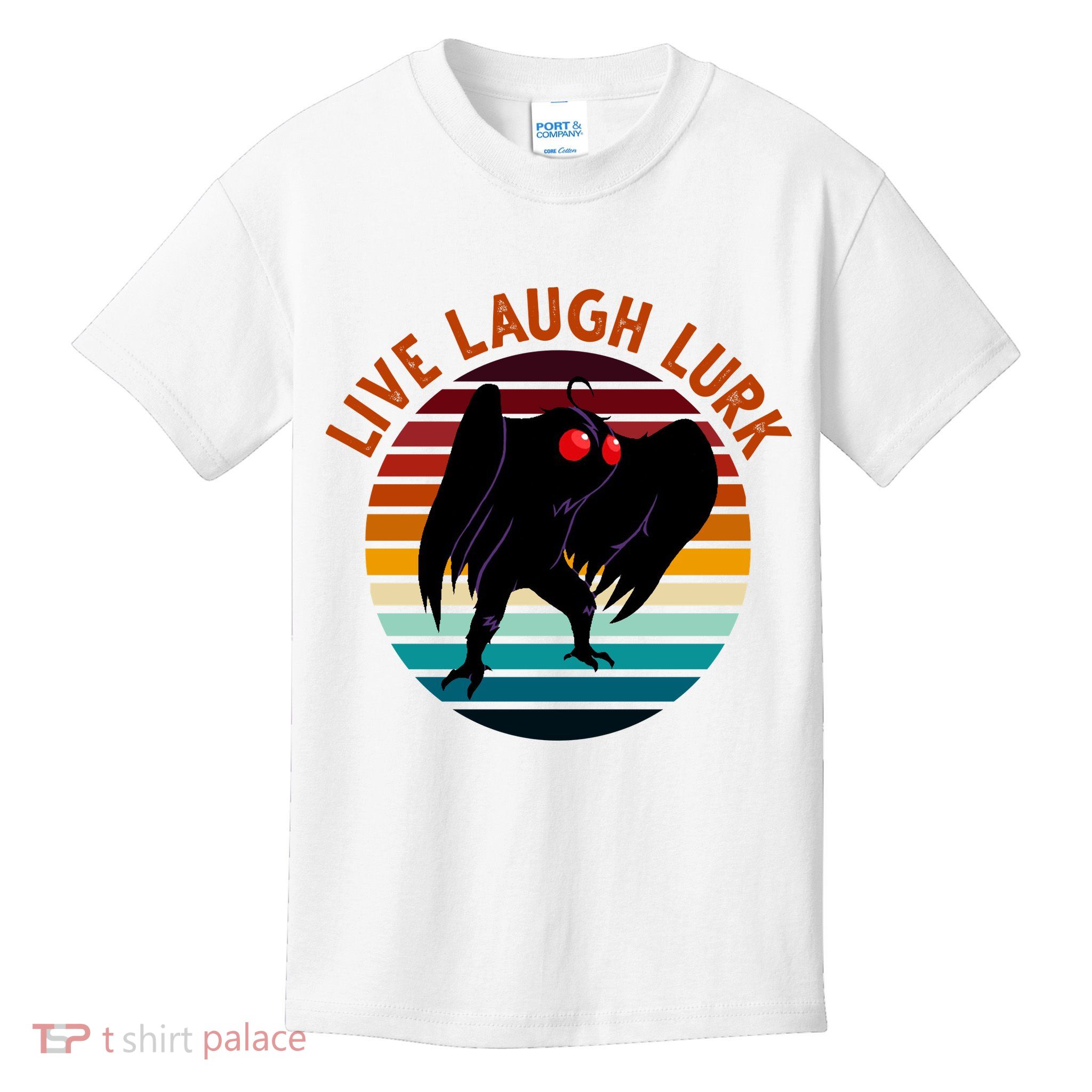 Live Laugh Lurk Mothman Retro Sunset Kids T-Shirt