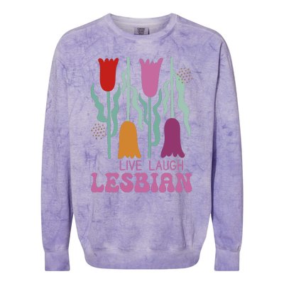 Live Laugh Lesbian Lgbt Lgbtq Pride Month Colorblast Crewneck Sweatshirt