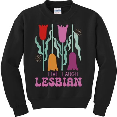 Live Laugh Lesbian Lgbt Lgbtq Pride Month Kids Sweatshirt