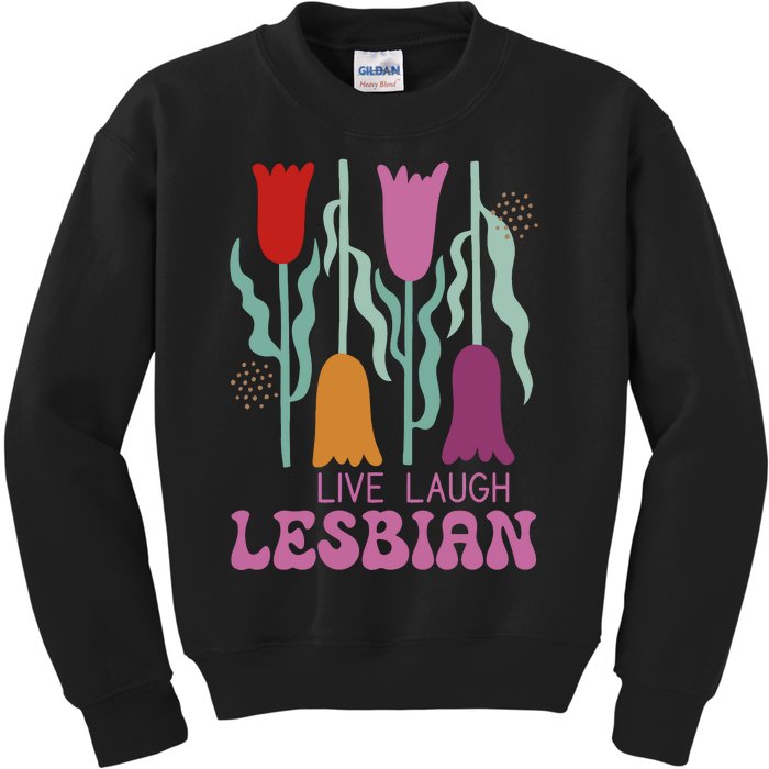 Live Laugh Lesbian Lgbt Lgbtq Pride Month Kids Sweatshirt