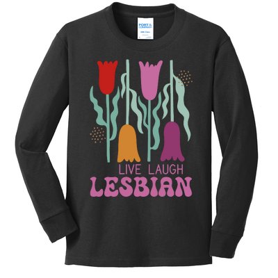 Live Laugh Lesbian Lgbt Lgbtq Pride Month Kids Long Sleeve Shirt