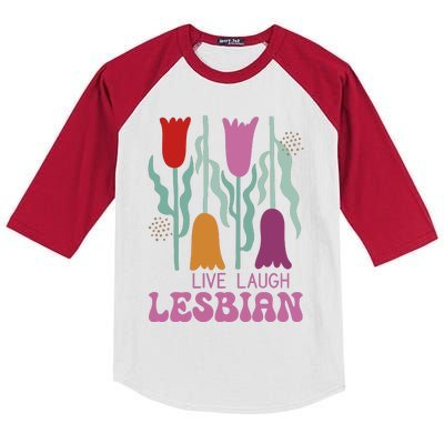 Live Laugh Lesbian Lgbt Lgbtq Pride Month Kids Colorblock Raglan Jersey