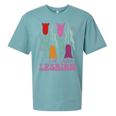 Live Laugh Lesbian Lgbt Lgbtq Pride Month Sueded Cloud Jersey T-Shirt