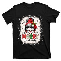 Lunch Lady Messy Bun Chef Christmas School Cafeteria Worker T-Shirt