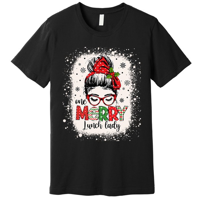 Lunch Lady Messy Bun Chef Christmas School Cafeteria Worker Premium T-Shirt