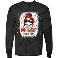 Lunch Lady Messy Bun Chef Christmas School Cafeteria Worker Tie-Dye Long Sleeve Shirt