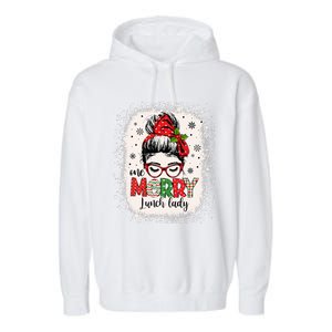 Lunch Lady Messy Bun Chef Christmas School Cafeteria Worker Garment-Dyed Fleece Hoodie