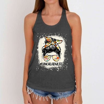 Lunch Lady Messy Hair Woman Bun Lunch Lady Life Women's Knotted Racerback Tank