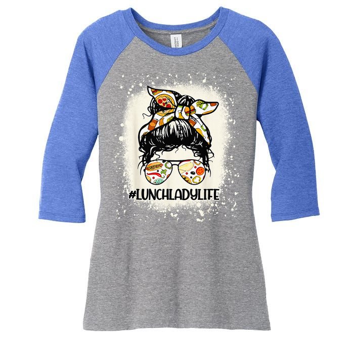 Lunch Lady Messy Hair Woman Bun Lunch Lady Life Women's Tri-Blend 3/4-Sleeve Raglan Shirt