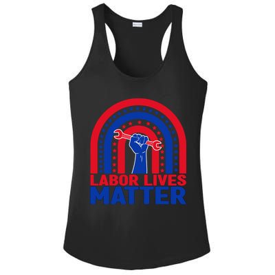 Labor Lives Matter Rainbow Labor Day Gift Ladies PosiCharge Competitor Racerback Tank