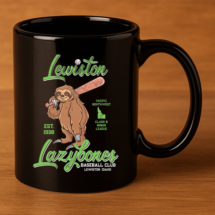 Lewiston Lazybones Minor League Retro Baseball Team 11oz C Handle Ceramic Mug