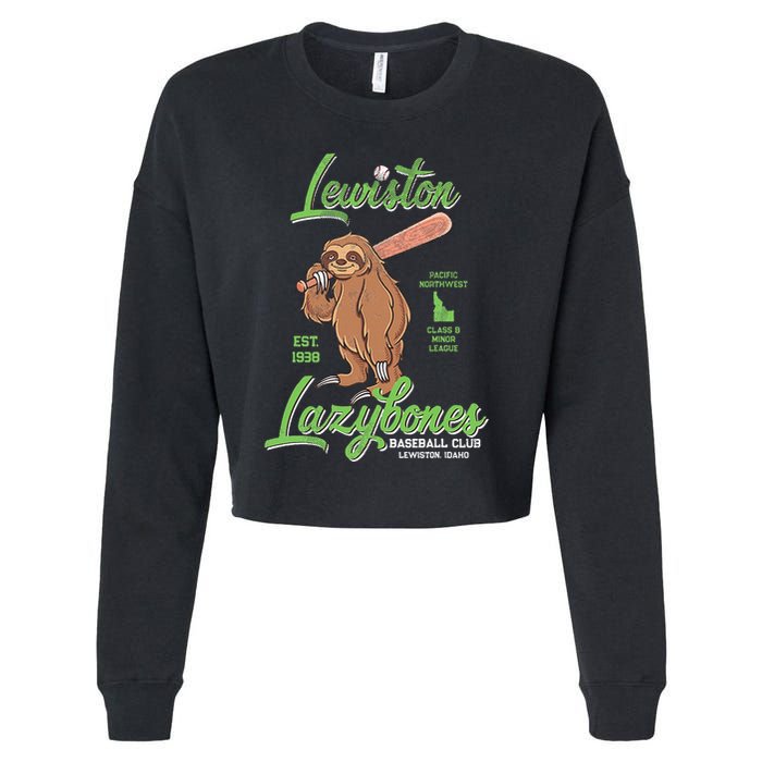 Lewiston Lazybones Minor League Retro Baseball Team Cropped Pullover Crew