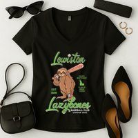 Lewiston Lazybones Minor League Retro Baseball Team Women's V-Neck T-Shirt