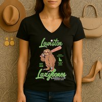 Lewiston Lazybones Minor League Retro Baseball Team Women's V-Neck T-Shirt