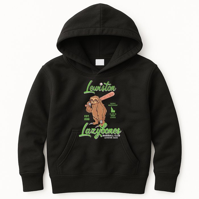 Lewiston Lazybones Minor League Retro Baseball Team Kids Hoodie