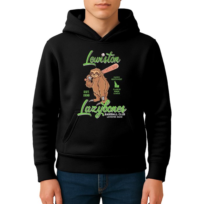 Lewiston Lazybones Minor League Retro Baseball Team Kids Hoodie