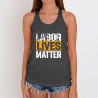 Labor Lives Matter Gift Labor Day Women's Knotted Racerback Tank