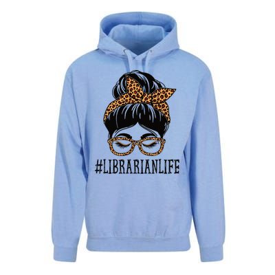 Librarian Leopard Messy Bun  Back To School Unisex Surf Hoodie