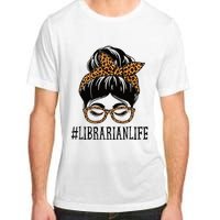 Librarian Leopard Messy Bun  Back To School Adult ChromaSoft Performance T-Shirt