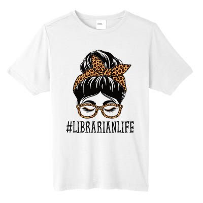 Librarian Leopard Messy Bun  Back To School Tall Fusion ChromaSoft Performance T-Shirt