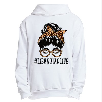 Librarian Leopard Messy Bun  Back To School Urban Pullover Hoodie