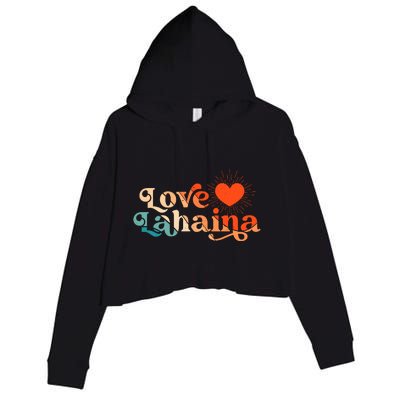 Love Lahaina Maui Hawaii Vintage Style Crop Fleece Hoodie