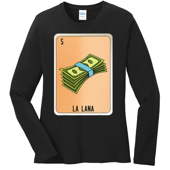 La Lana Mexican Slang Chicano Bingo Cards Ladies Long Sleeve Shirt