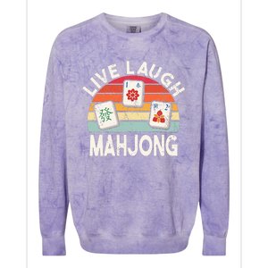 Live Laugh Mahjong Retro Mahjongg Chinese Colorblast Crewneck Sweatshirt