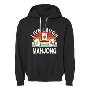 Live Laugh Mahjong Retro Mahjongg Chinese Garment-Dyed Fleece Hoodie