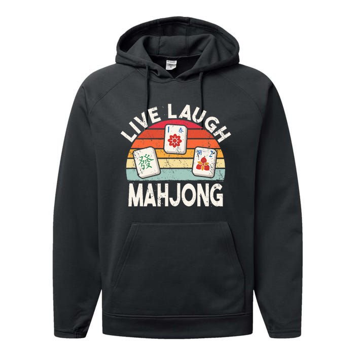 Live Laugh Mahjong Retro Mahjongg Chinese Performance Fleece Hoodie