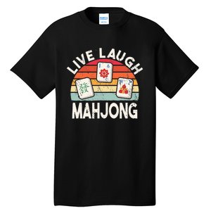 Live Laugh Mahjong Retro Mahjongg Chinese Tall T-Shirt