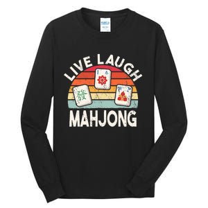 Live Laugh Mahjong Retro Mahjongg Chinese Tall Long Sleeve T-Shirt