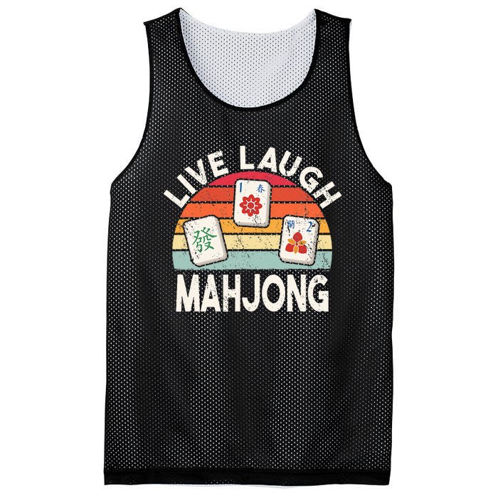 Live Laugh Mahjong Retro Mahjongg Chinese Mesh Reversible Basketball Jersey Tank