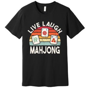 Live Laugh Mahjong Retro Mahjongg Chinese Premium T-Shirt