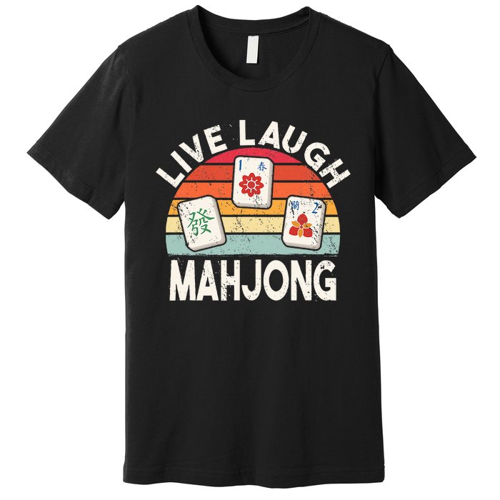 Live Laugh Mahjong Retro Mahjongg Chinese Premium T-Shirt