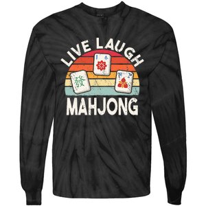 Live Laugh Mahjong Retro Mahjongg Chinese Tie-Dye Long Sleeve Shirt