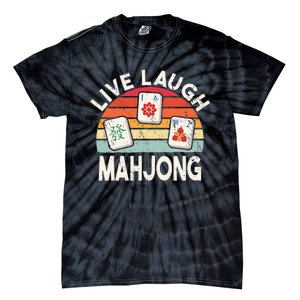 Live Laugh Mahjong Retro Mahjongg Chinese Tie-Dye T-Shirt