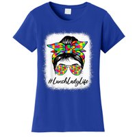 Lunch Lady Messy Bun Wo Supporting Autism Awareness Month Women's T-Shirt