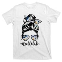 Lolli Life Messy Hair Bun Floral Women Mothers Day T-Shirt