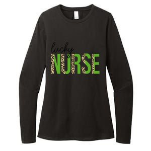 Leopard Lucky Nurse Saint Patrick's Day Clover Nurse Lover Womens CVC Long Sleeve Shirt