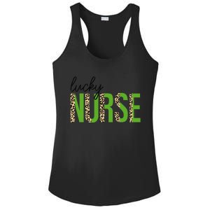 Leopard Lucky Nurse Saint Patrick's Day Clover Nurse Lover Ladies PosiCharge Competitor Racerback Tank