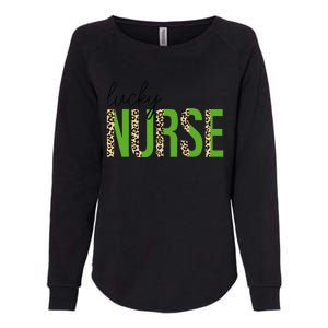 Leopard Lucky Nurse Saint Patrick's Day Clover Nurse Lover Womens California Wash Sweatshirt